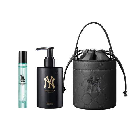 MLB Monogram Perfume 50ml/10ml+Trendy Luxury Bucket Bag High Street Black/Wild Berry Barbie