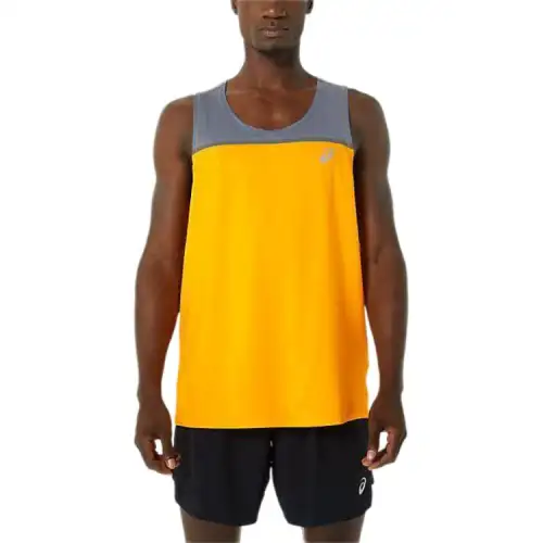 ASICS PR LYTE Tank Tops Men's Yellow Crew Neck Moderate Straight Fit