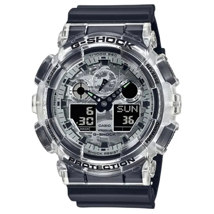 CASIO Men Liquid Crystal/Analog Dual Display Series Black Watch GA-100SKC-1APR