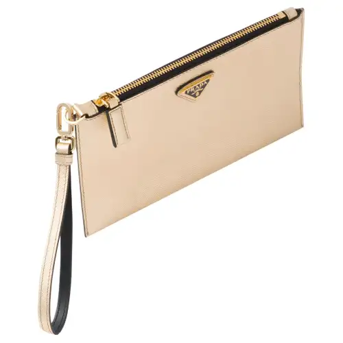 PRADA Saffiano Leather Clutch Regular Men's Platinum