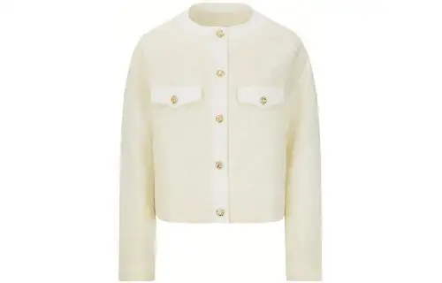 EVISU Cropped Coats Women's White Collarless Moderate