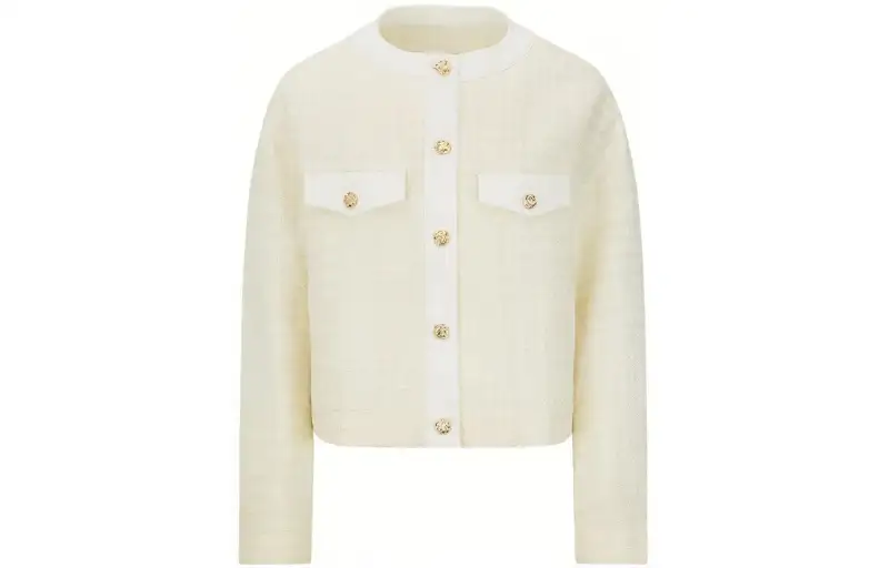 EVISU Cropped Coats Women's White Collarless Moderate