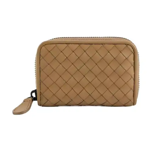 Bottega Veneta Calfskin With Lambskin Wallet Women's Khaki