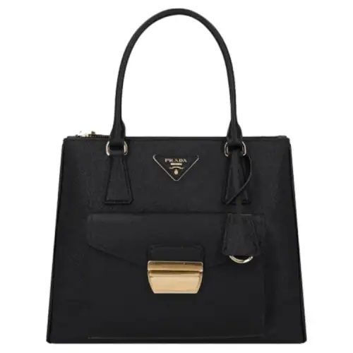 PRADA Luggage Collection Calfskin Handbag Women's Black