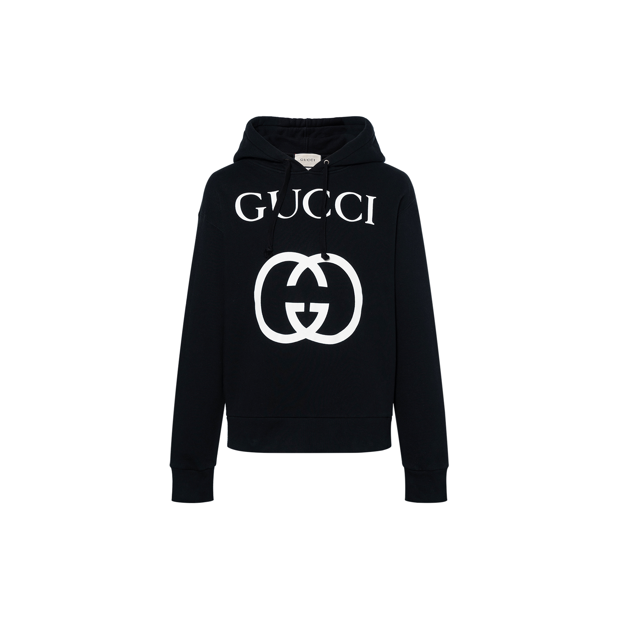 GUCCI Gucci, black sweatshirt with hood, with your logo imprint