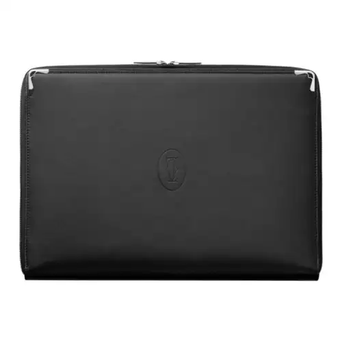 CARTIER Must De Cartier Calfskin Handbag Briefcase Men's Black