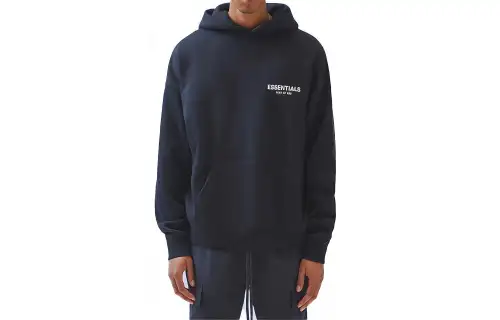 Fear Of God Essentials FW19 Pullover Hoodie Black Chest Logo Hoodie Fleece Lined American Heavyweight Sweatshirt Unisex