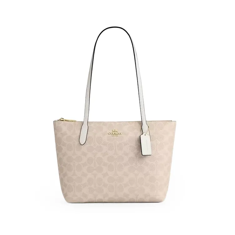 COACH Fiona Artificial Leather Shoulder Bag Medium Women's Sand Yellow & Chalk White