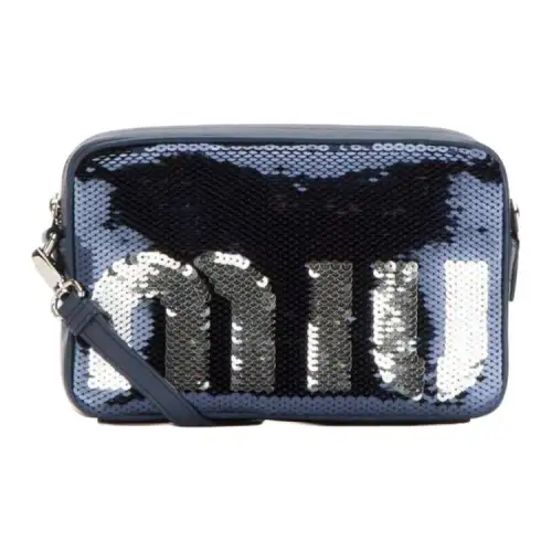 MIU MIU Cow Leather Shoulder Bag, Crossbody Bag Women's Blue
