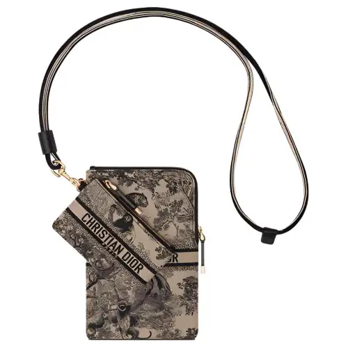 DIOR Leather Cell Phone Pouch Clutch Women's Multicolor