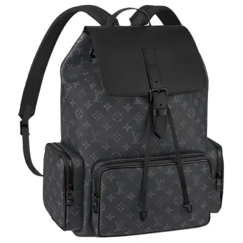 LOUIS VUITTON Trio Coated Canvas Backpack Men's Black