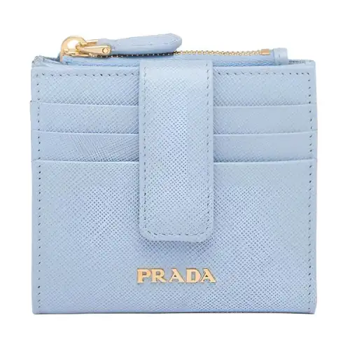 PRADA Saffiano Leather Wallet Women's Light Blue