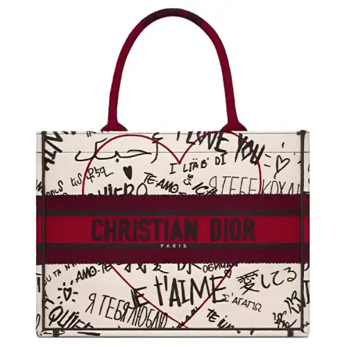DIOR BookTote Cotton Handbag Large Women's Multicolor