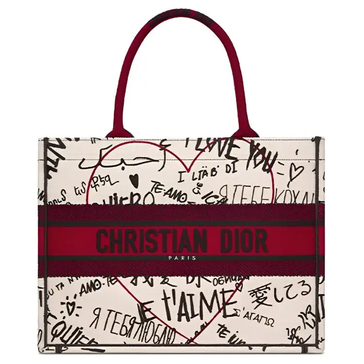 DIOR BookTote Cotton Handbag Large Women's Multicolor