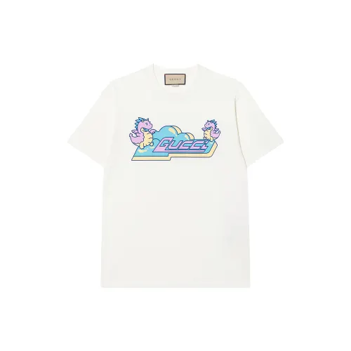 GUCCI SS24 Drop Shoulder Sleeve T Shirt Women's Beige