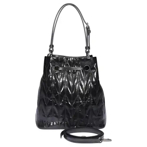 MIU MIU Detachable Strap Cow Leather Handbag Women's Black