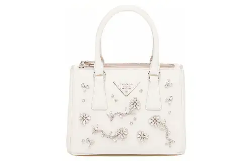 PRADA Galleria Leather Handbag Mini Women's White