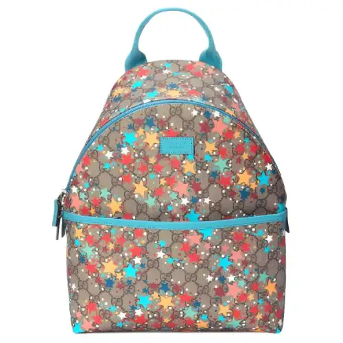 GUCCI Canvas With Leather Backpack Kids' Ebony & Blue