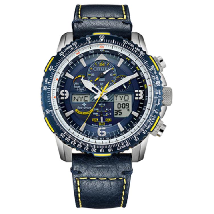 CITIZEN Серия Citizen Eco-Drive Eco-Drive Многостанционная радиоволновая солнечная батарея Кварцевый механизм из натуральной кожи Смотреть ремешок японских и корейских часов мужской поверхность голубой набирать номер