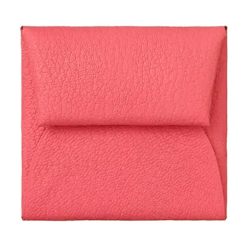 HERMES Bastia Mysore Goat Skin Wallet Women's U5 Rose Lipstick Lip Balm Powder