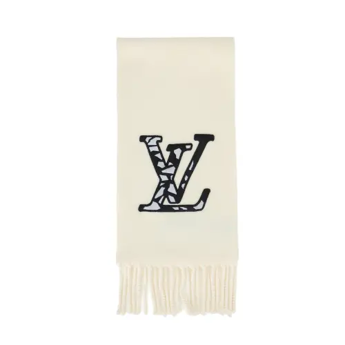 LOUIS VUITTON Wool Knit Scarves Men's White