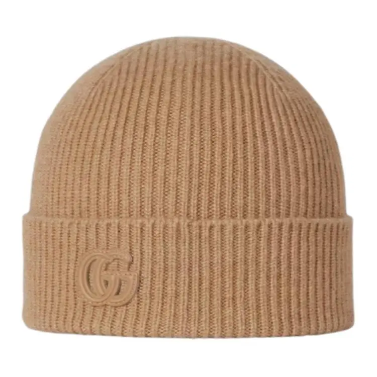 Gucci Double G-patch ribbed beanie hat