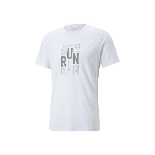 PUMA T Shirts Men's White Crew Neck Moderate Straight Fit