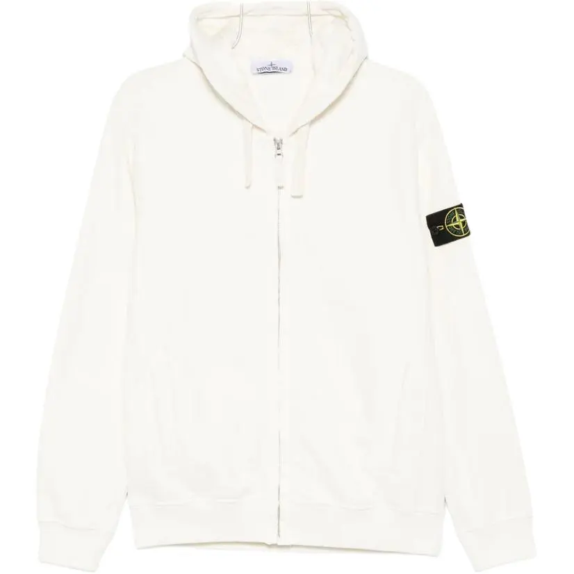 Stone Island logo-patch zip-up hoodie