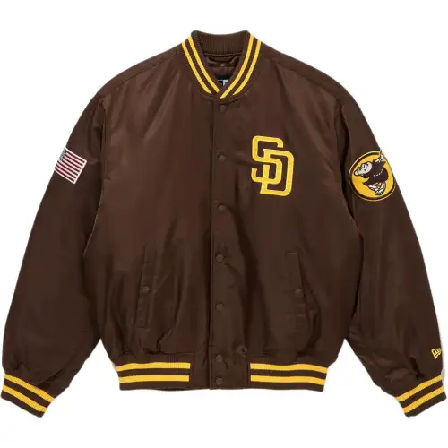 New Era FW25 MLB AUTHENTIC STADIUM JACKET series San Diego Padres loose short single-breasted casual simple long-sleeved jacket Korean version same style for men and women