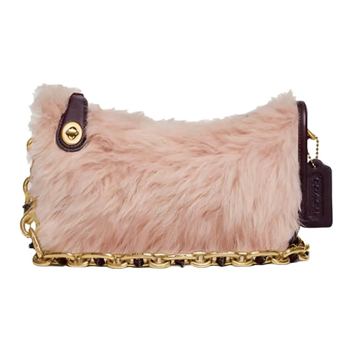 COACH Swinger Wool With Tanned Leather Shoulder Bags Medium Women's Pink
