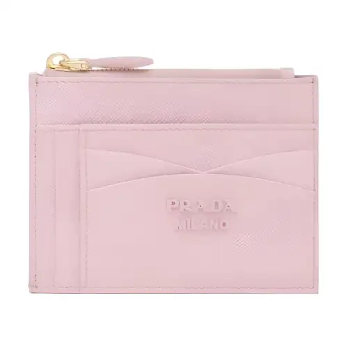 PRADA Saffiano Leather Card Holder Women's Snow Pink