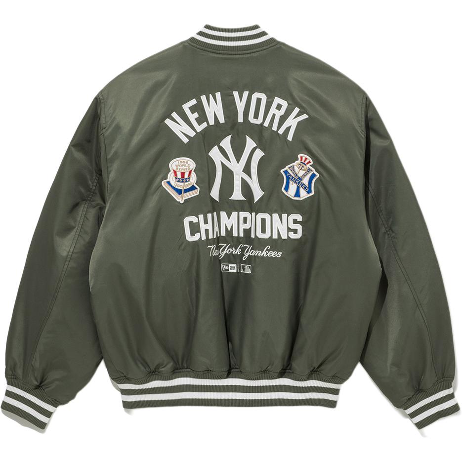 New Era FW25 MLB NYLON STADIUM JACKET series New York Yankees loose short arched hometown letters single-breasted casual simple long-sleeved jacket Korean version same style for men and women