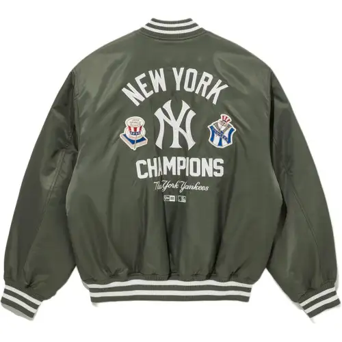 New Era FW25 MLB NYLON STADIUM JACKET series New York Yankees loose short arched hometown letters single-breasted casual simple long-sleeved jacket Korean version same style for men and women