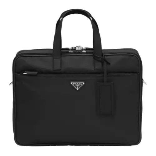 PRADA Luggage Collection Zip Closure Fabric Briefcase Men's Black