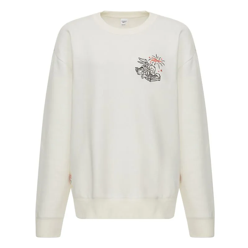 Reebok Sweatshirts Unisex Pink White Crew Neck Moderate Regular
