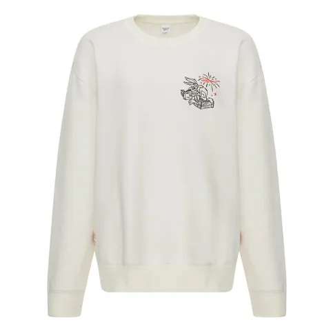 Reebok Sweatshirts Unisex Pink White Crew Neck Moderate Regular