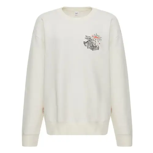 Reebok Sweatshirts Unisex Pink White Crew Neck Moderate Regular