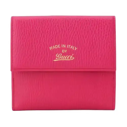 GUCCI Leather Wallet Women's Rose Red