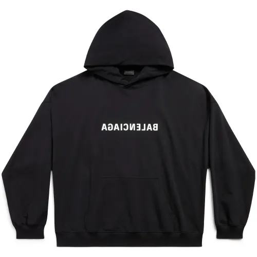 Balenciaga Sweatshirts Women's Black Hooded Moderate Regular