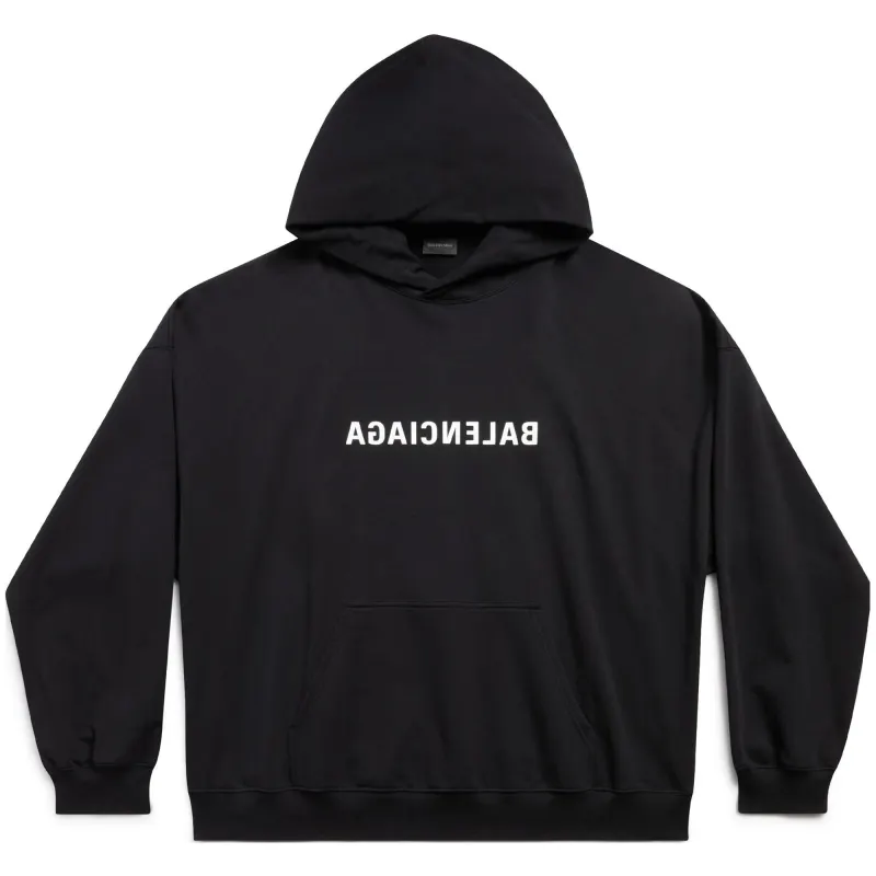 Balenciaga Sweatshirts Women's Black Hooded Moderate Regular