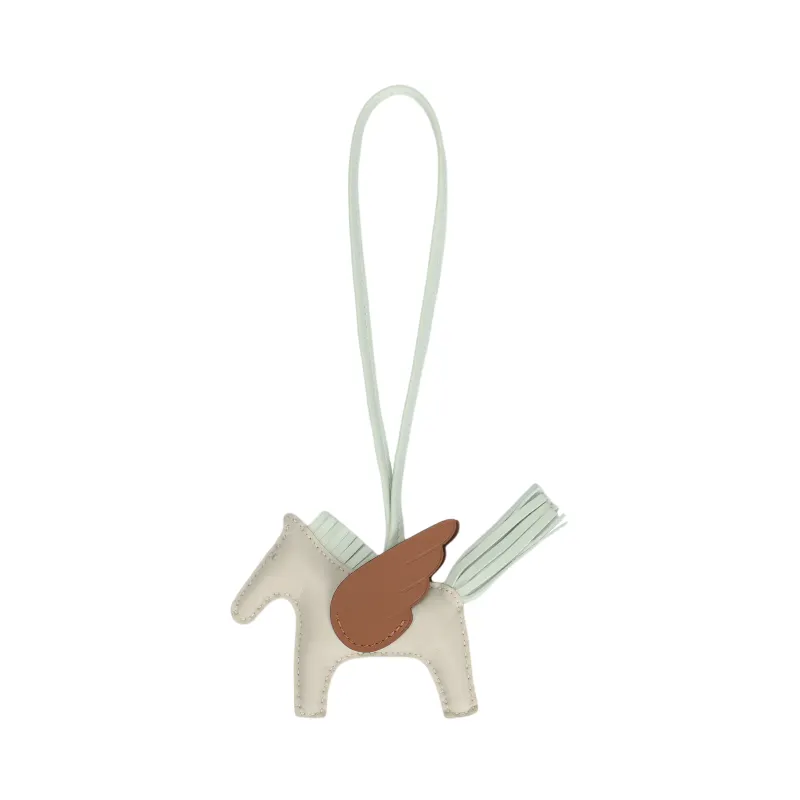 HERMES Rodeo Pegase Sheepskin Charms Unisex Beige
