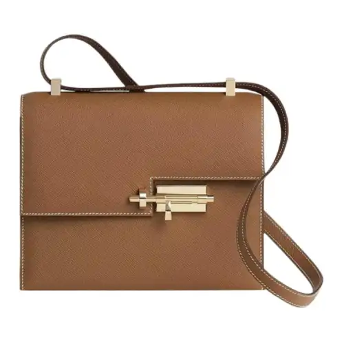 HERMES Verrou Epsom Calfskin Crossbody Bags Women's 37 Gold