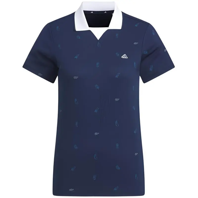 Adidas Polo Shirts Women's Blue V-neck Moderate Straight Fit