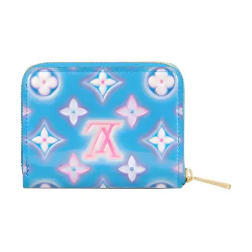 LOUIS VUITTON Zippy Patent Leather Coin Purse Women's Blue