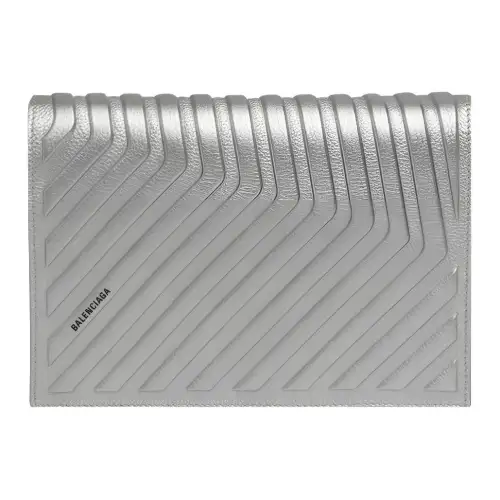 Balenciaga Cow Leather Shoulder Bag Women's Silver