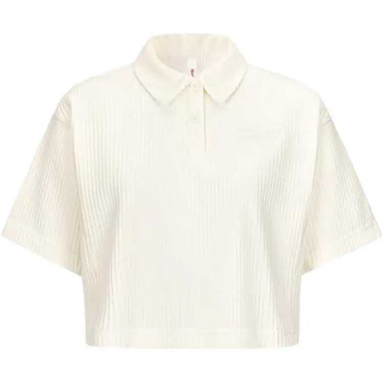 Reebok Polo Shirts Women's Ecru Polo Collar Moderate Straight Fit