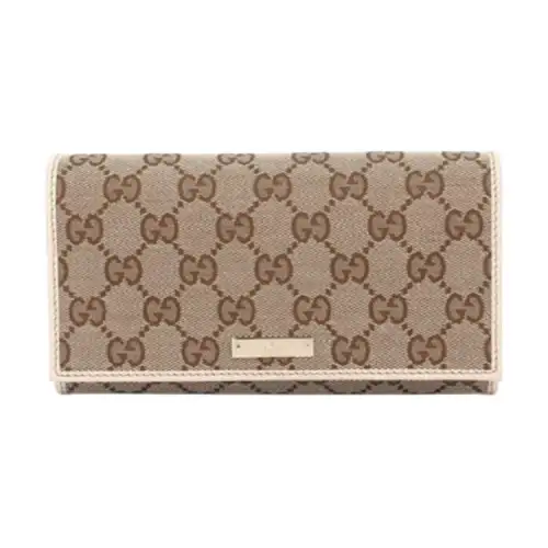 GUCCI Canvas Wallet Women's Ebony & White