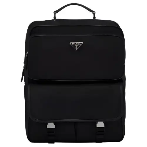PRADA Nylon And Saffiano Leather Backpack Men's Black