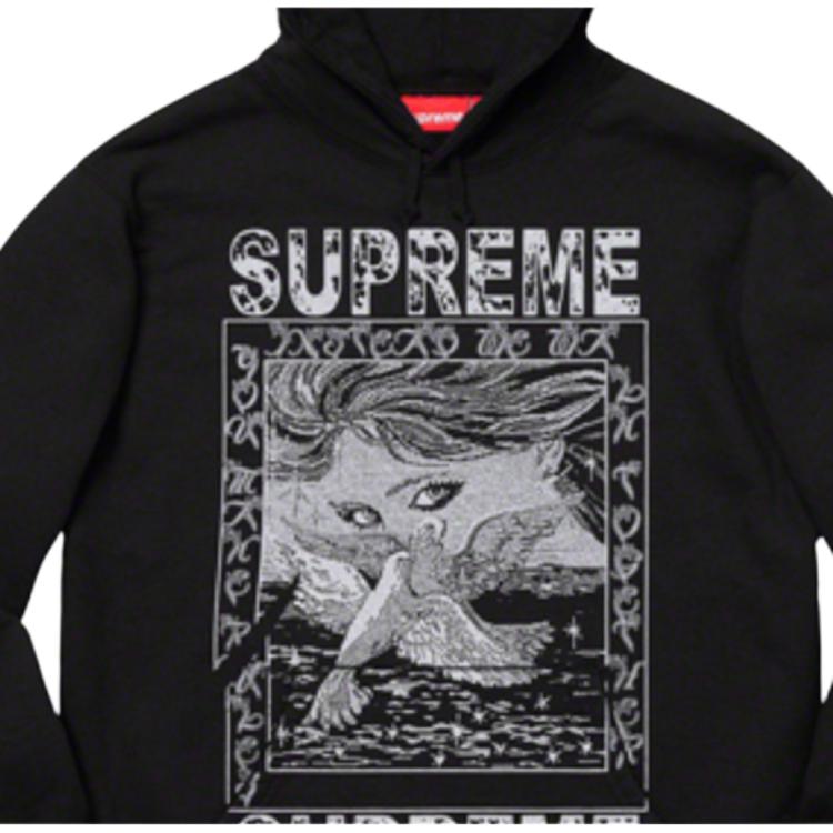 Худи Supreme FW19 Week 2 Doves Hooded Sweatshirt (черная) — фото 2
