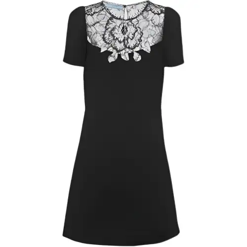 PRADA Lace panelled Cady Mini Dress